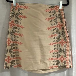 Loft Tan Embroidered Skirt